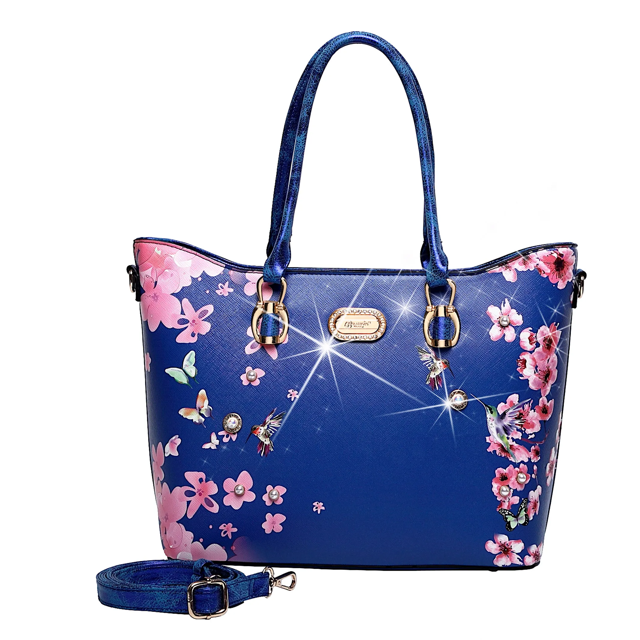 Hummingbird Bloom Scratch & Stain Resistant Top-Handle Bag