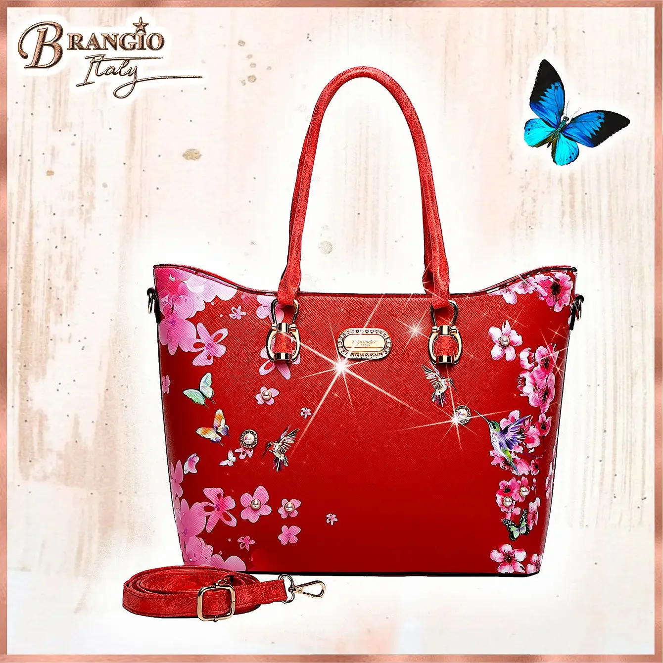 Hummingbird Bloom Scratch & Stain Resistant Top-Handle Bag