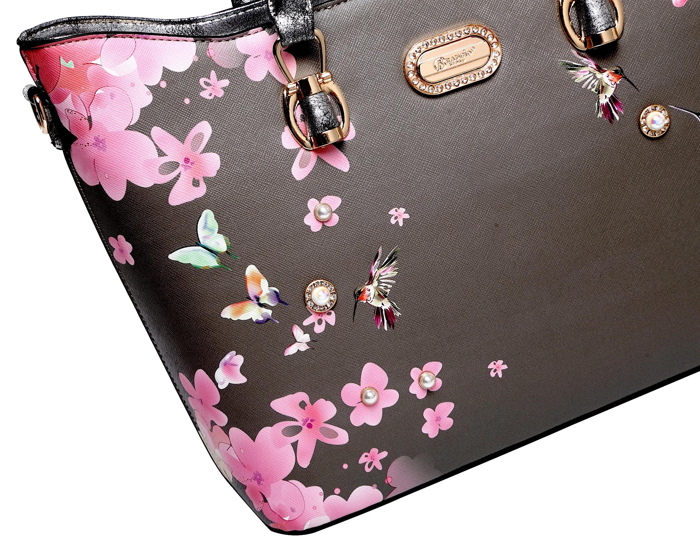 Hummingbird Bloom Scratch & Stain Resistant Top-Handle Bag