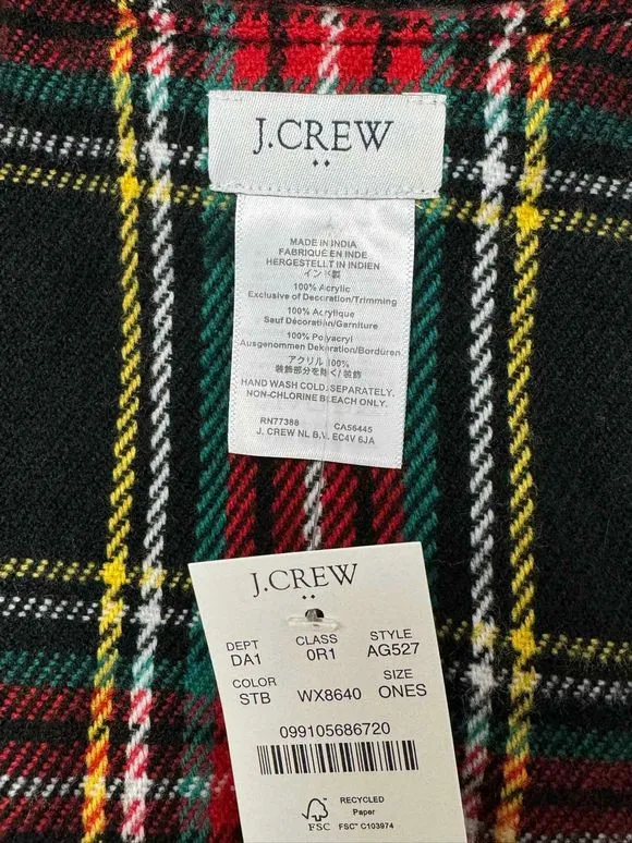 JCREW NWT! STEWART TARTAN FAUX FUR CAPE SIZE ONE SIZE