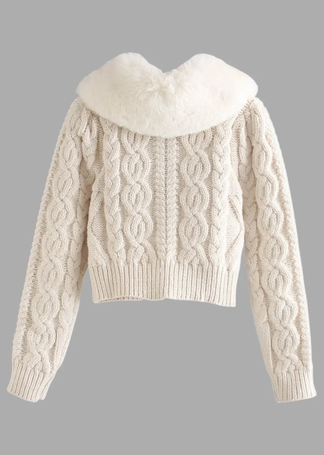 Judith Eco-Fur Collar Knitted Jacket