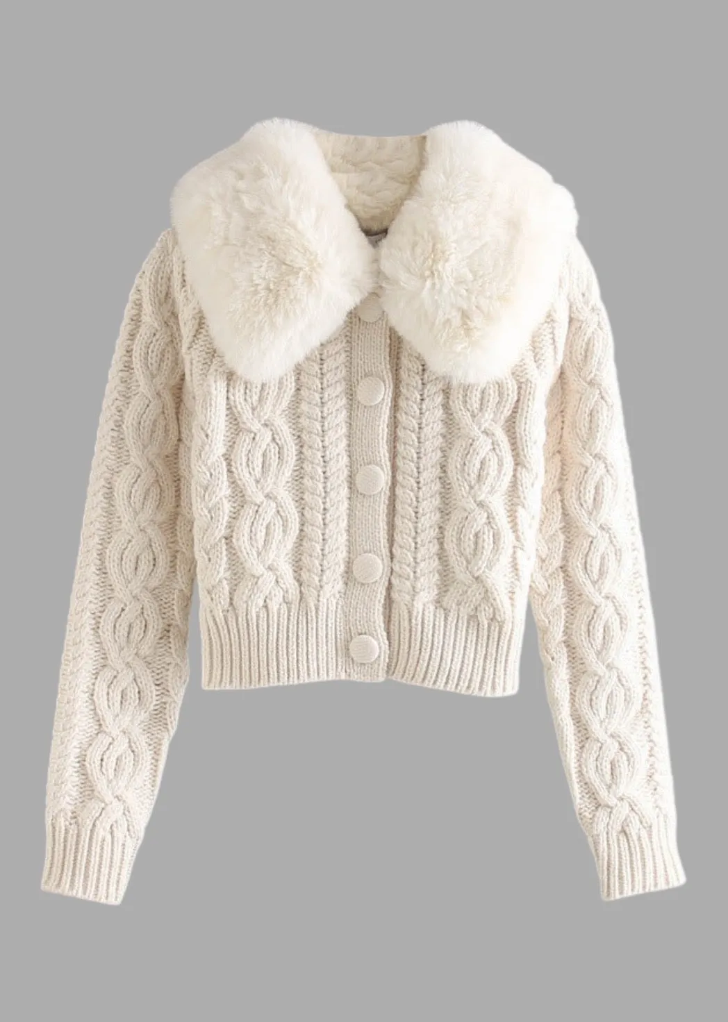 Judith Eco-Fur Collar Knitted Jacket