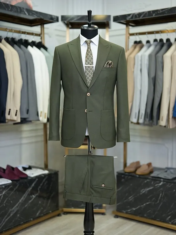 Khaki Slim Fit 2 Piece Suit for Men by GentWith.com