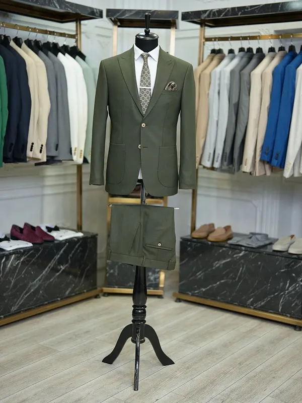 Khaki Slim Fit 2 Piece Suit for Men by GentWith.com