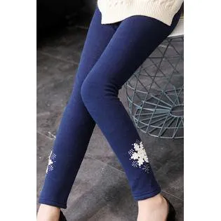 Kid Girl Beautiful Solid Color Flower Print Legging - KGLGC54427