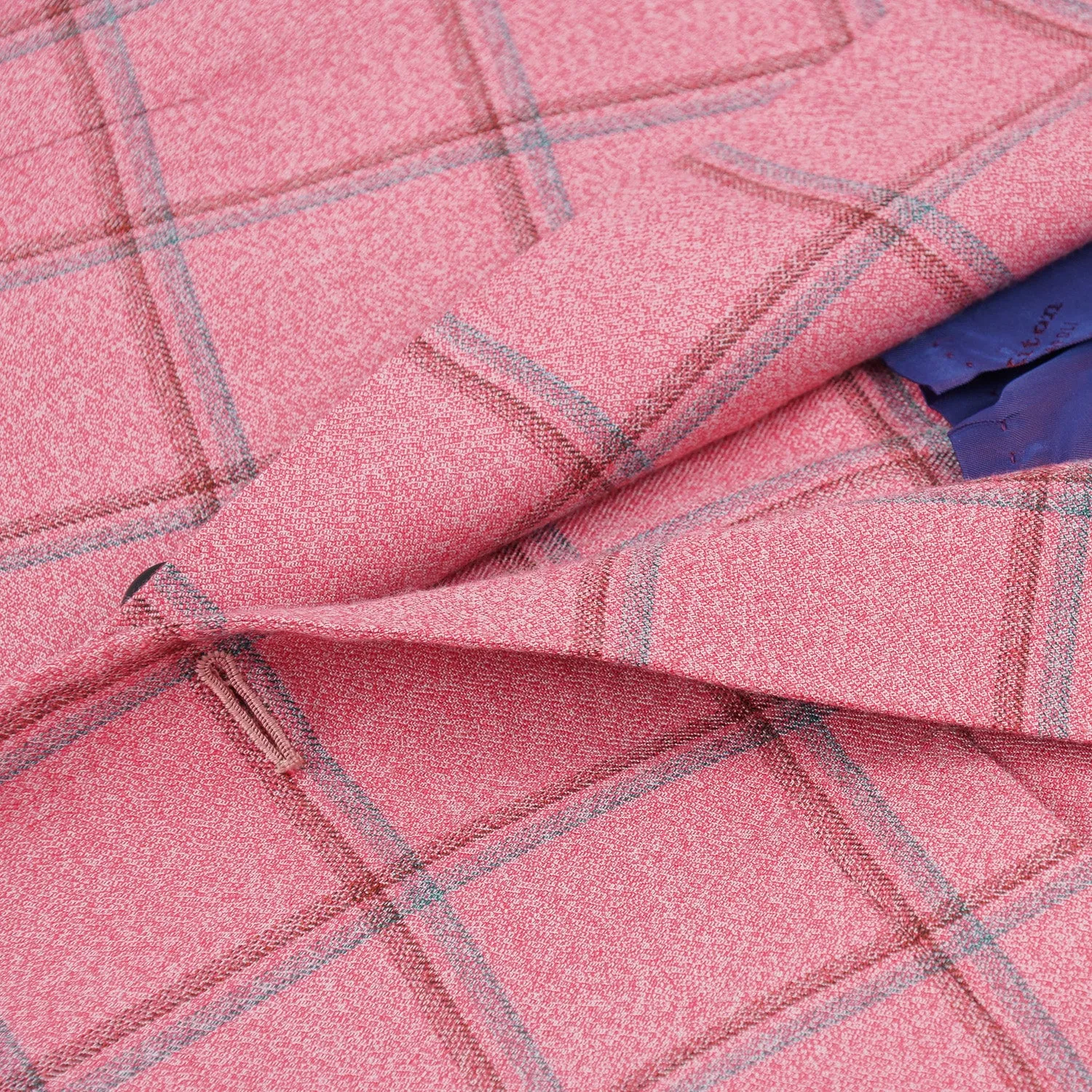 Kiton Pink Check Cashmere Sport Coat