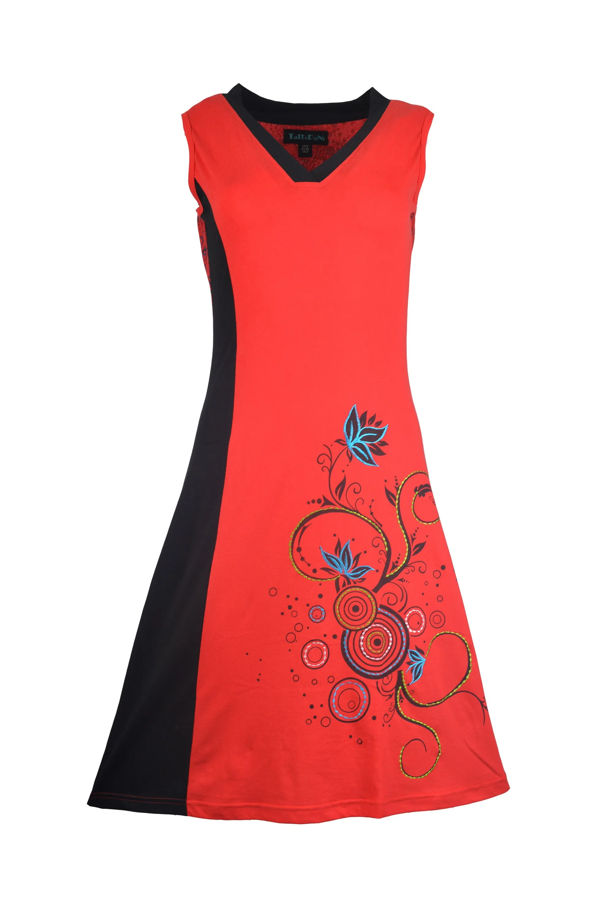 ladies-sleeveless-dress-with-floral-print-and-mandala-embroidery-work