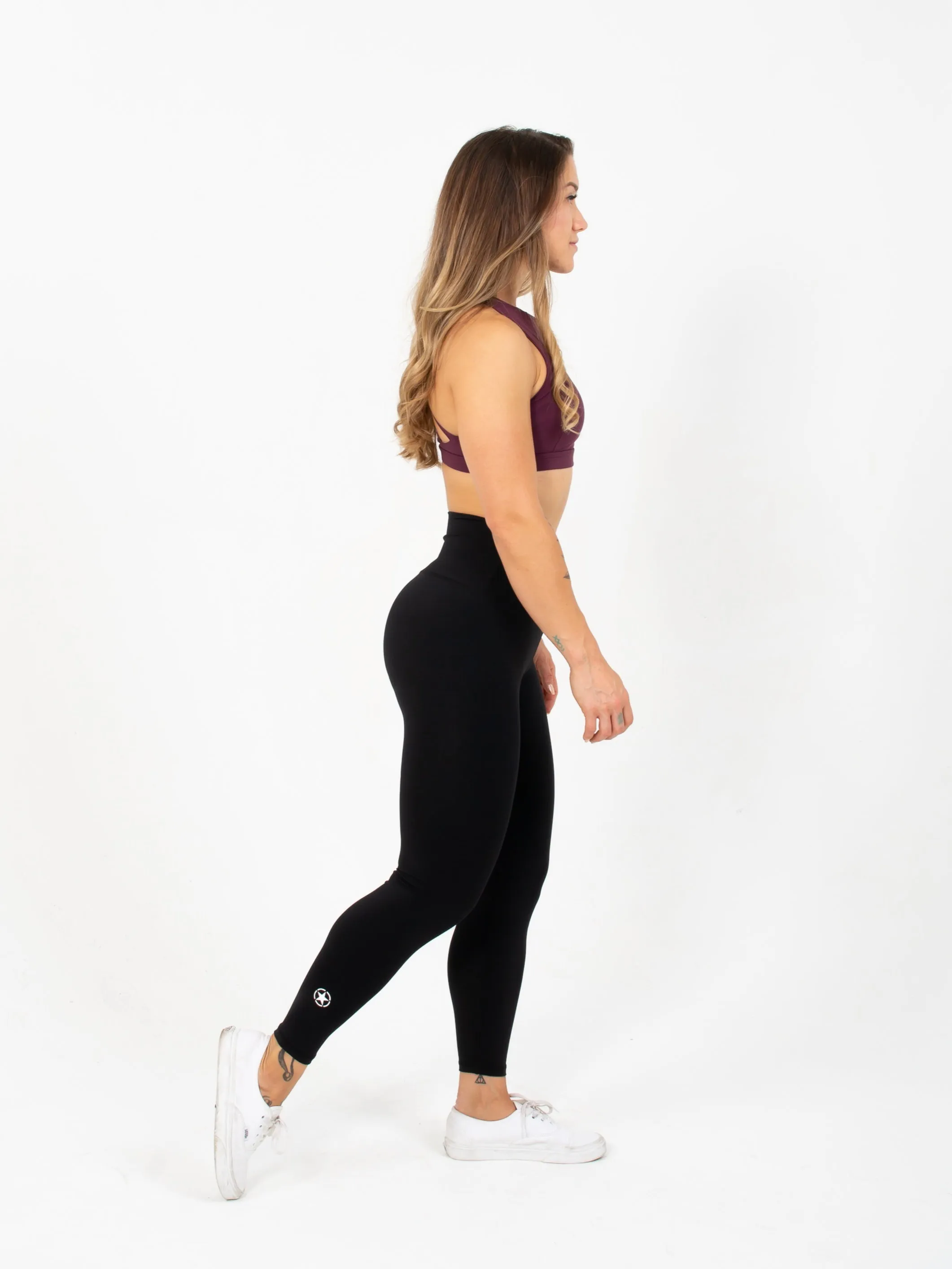 Leggings - High Waist Ankle Length-Black