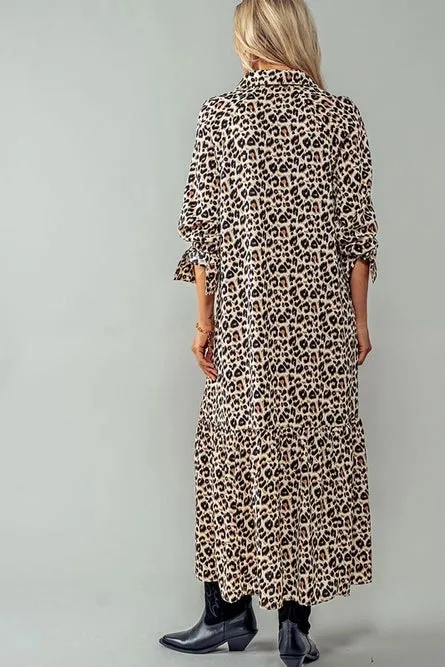 Leopard Print Button Maxi