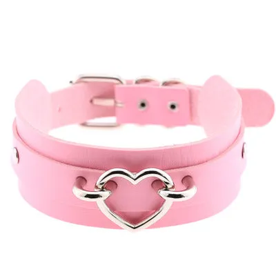 Light Pink and Silver Heart Choker