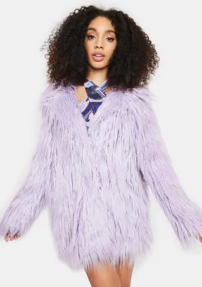 Lilac Faux Fur Longline Coat