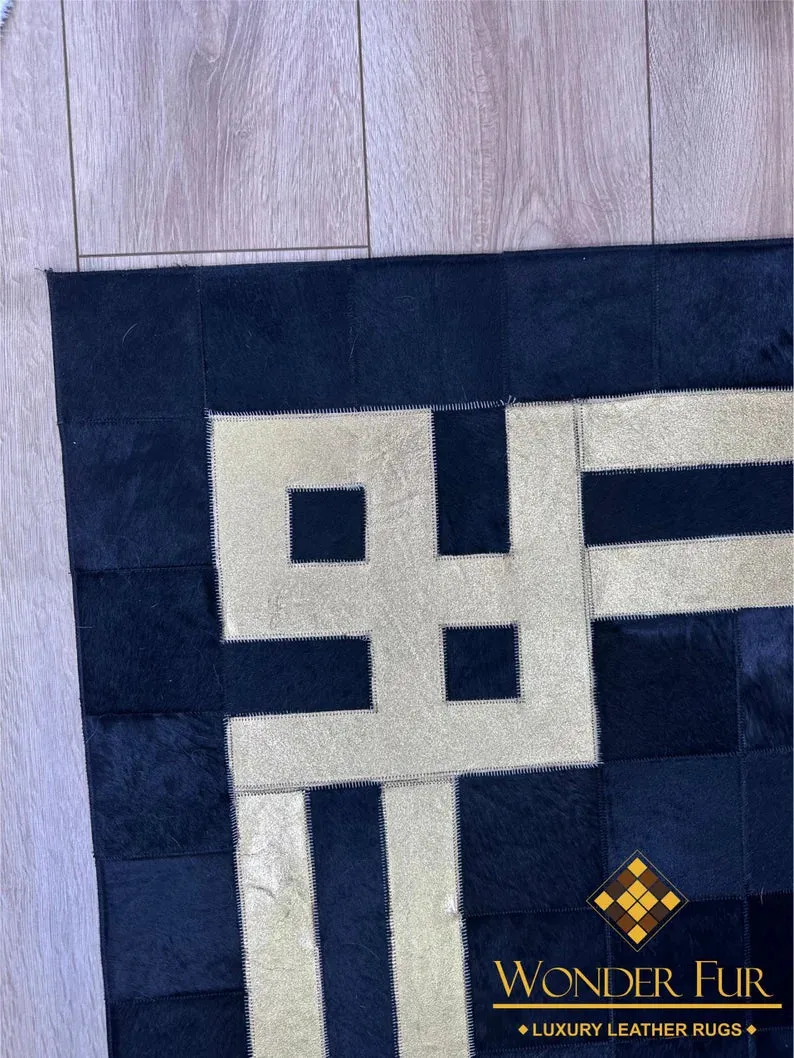 Luxury Black Gold Elegant Design 100% Genuine Handmade Runner Rug for Hallway