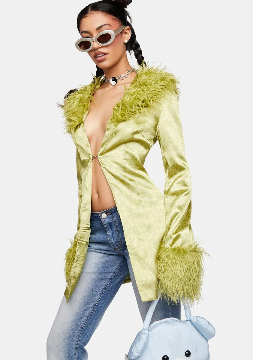 Marla Sateen Faux Fur Collar And Cuffs Jacket