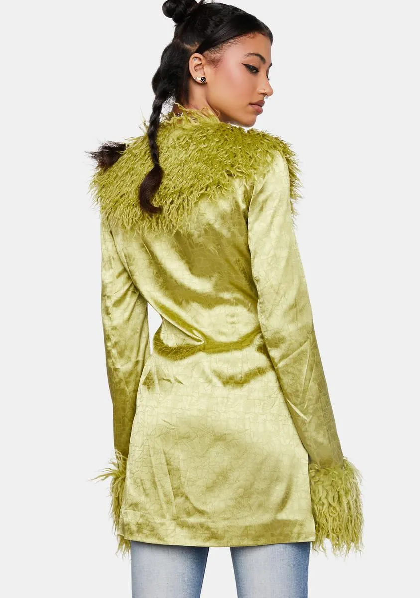 Marla Sateen Faux Fur Collar And Cuffs Jacket