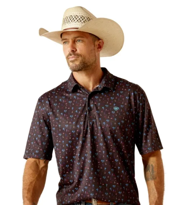 Men's Ariat All Over Print Polo Black