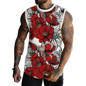 Men's Basic Printed Round Neck Vest 22974025YM