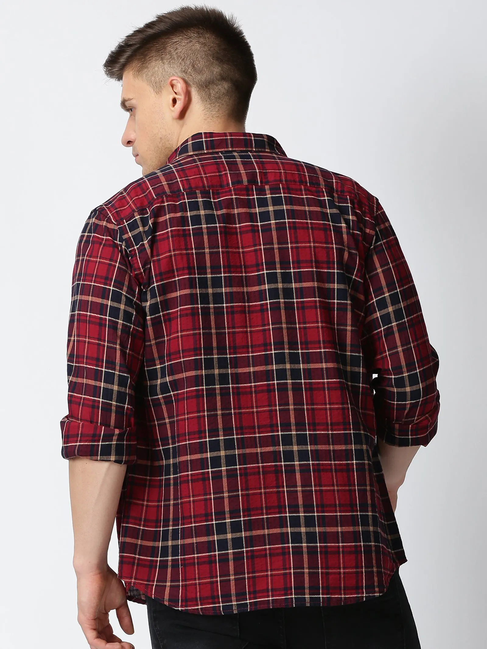 MEN'S BLACK CHECKS SLIM FIT SHIRT