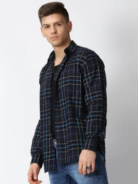 MEN'S BLACK CHECKS SLIM FIT SHIRT