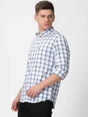 MEN'S BLUE CHECKS SLIM FIT SHIRT