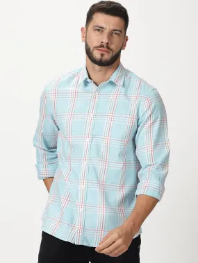 MEN'S BLUE CHECKS SLIM FIT SHIRT