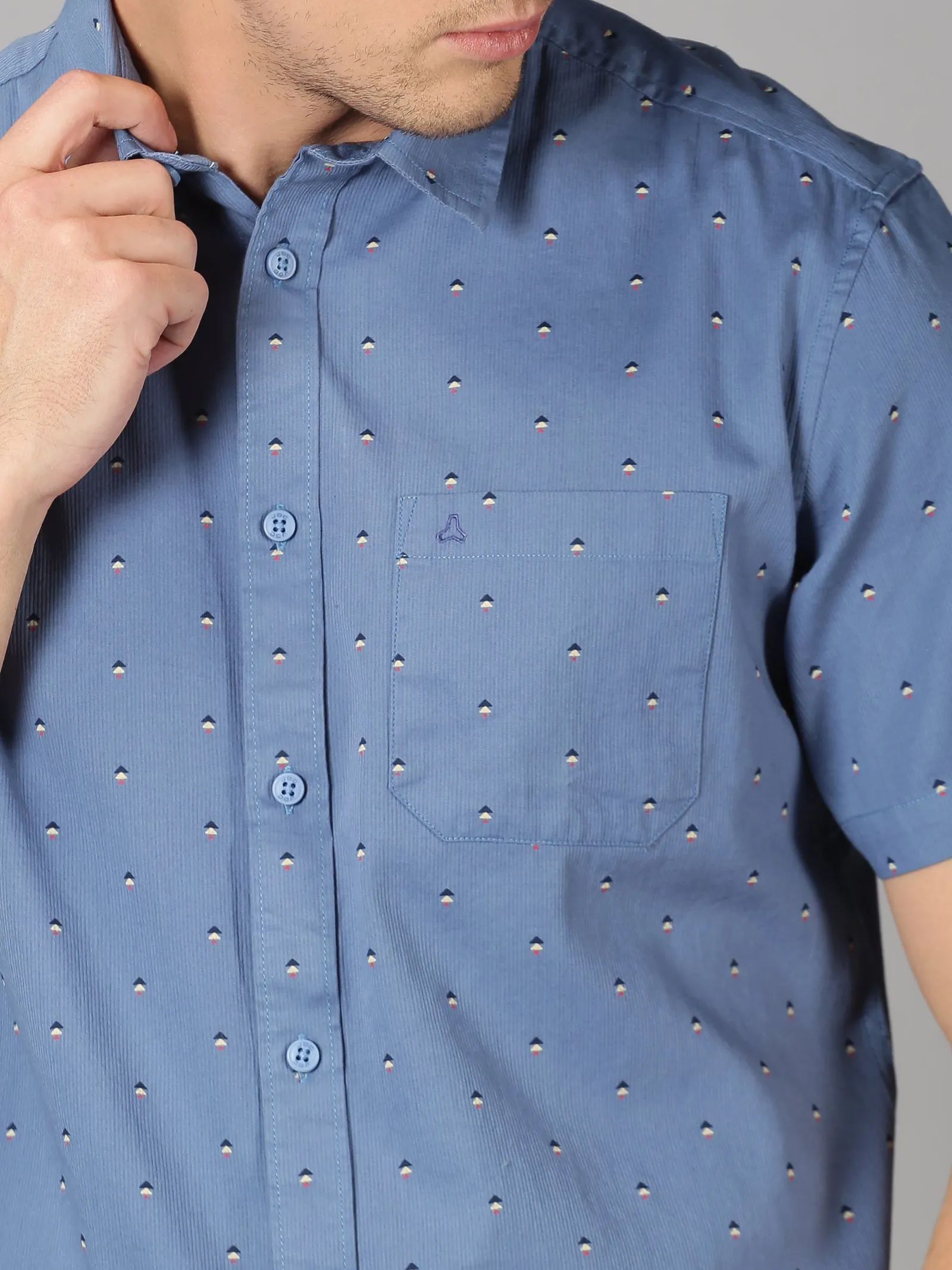 MEN'S BLUE PRINT SLIM FIT SHIRT