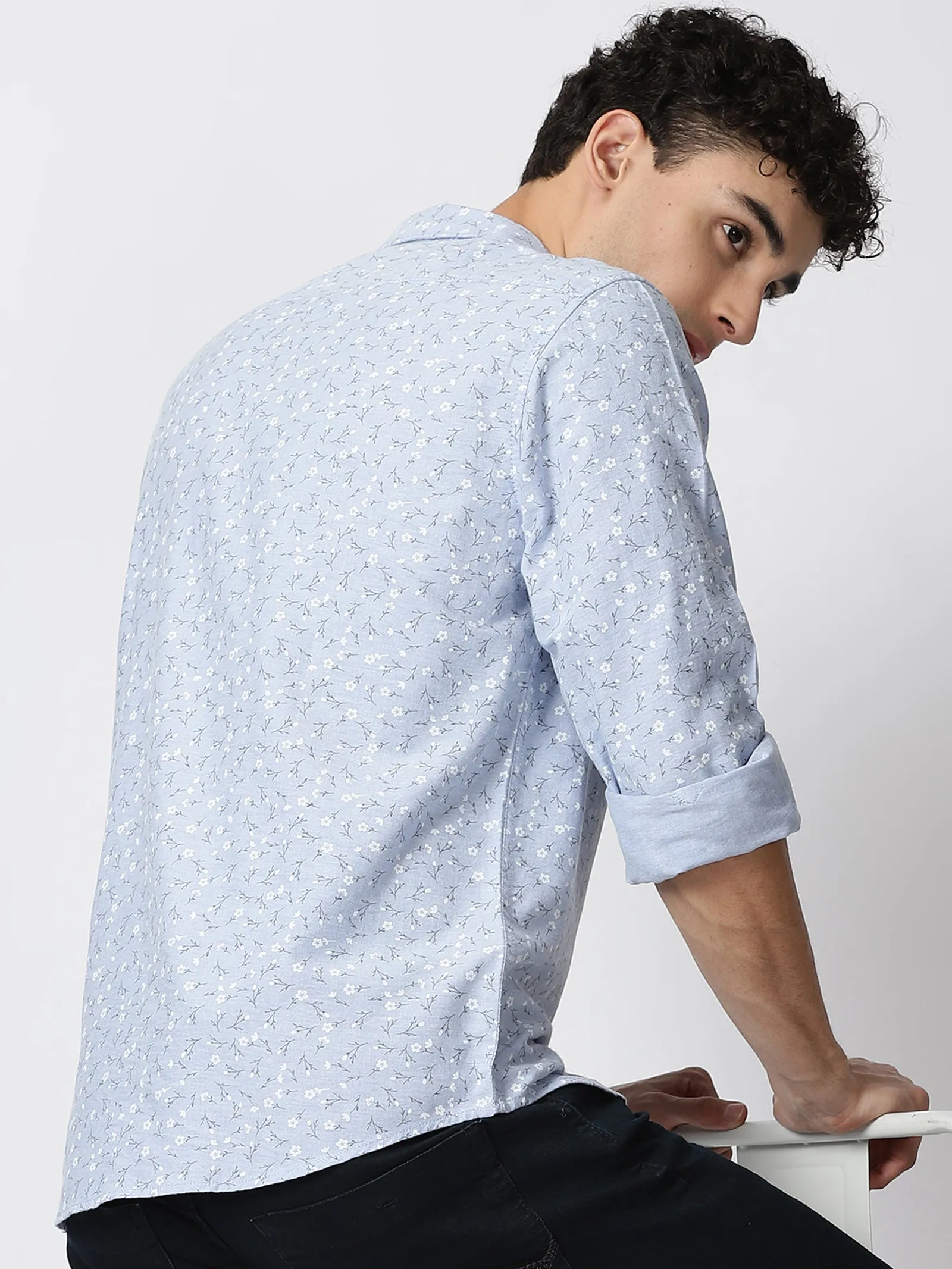 MEN'S BLUE PRINT SLIM FIT SHIRT