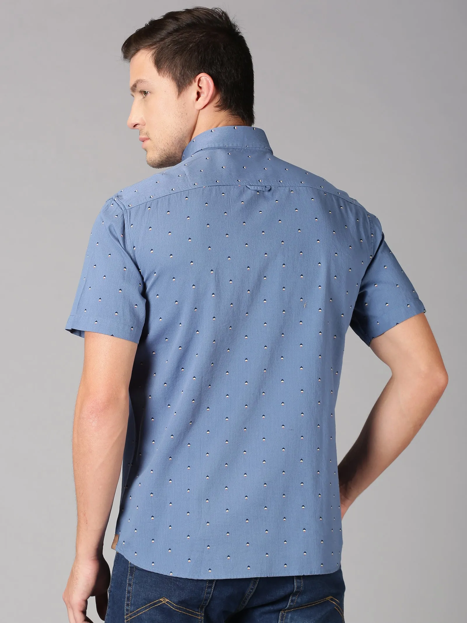 MEN'S BLUE PRINT SLIM FIT SHIRT