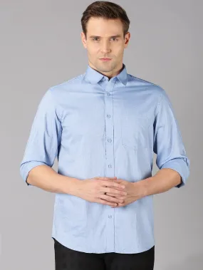 MEN'S BLUE SOLID SLIM FIT SHIRT