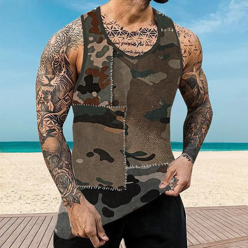 Men's Camouflage Patchwork Muscle Fit Tank 72241364YY