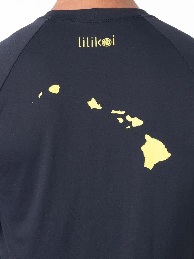 Men's Dri-Fit Long-Sleeved Sun Shirt with LILIKOI Logo - BLACK / YELLOW