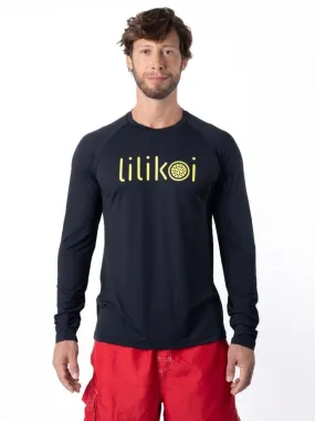 Men's Dri-Fit Long-Sleeved Sun Shirt with LILIKOI Logo - BLACK / YELLOW