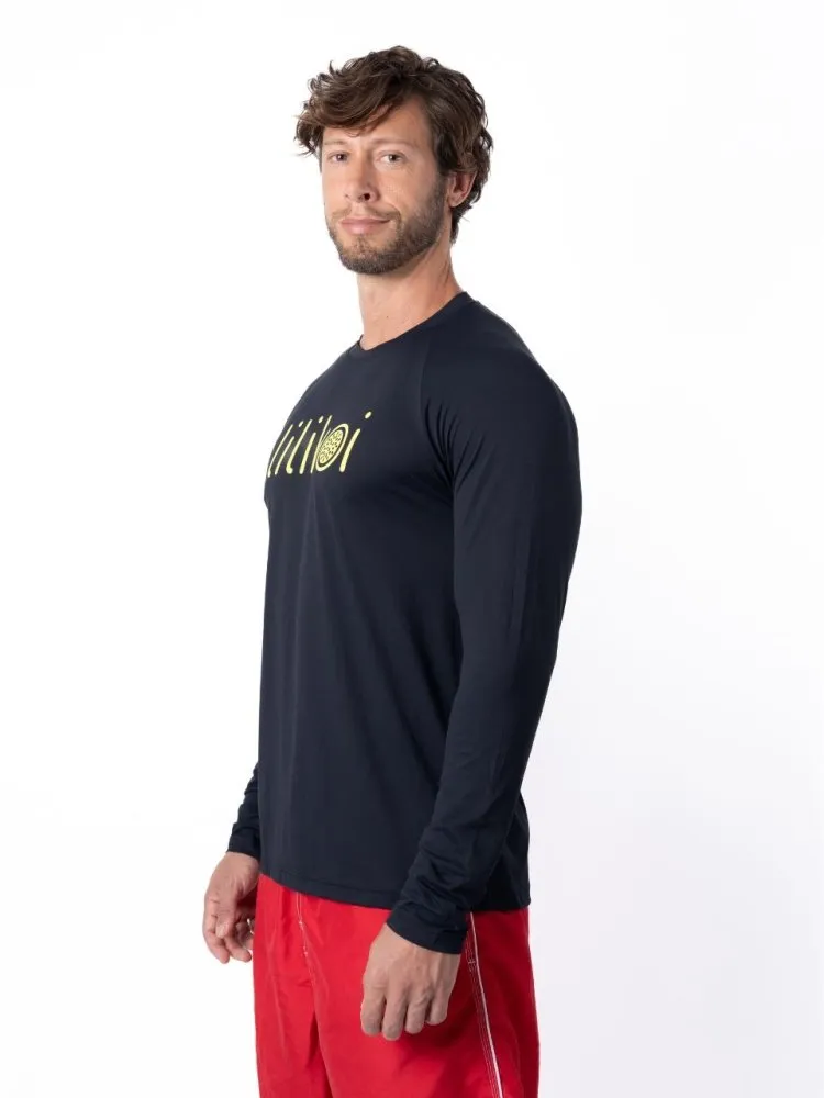 Men's Dri-Fit Long-Sleeved Sun Shirt with LILIKOI Logo - BLACK / YELLOW