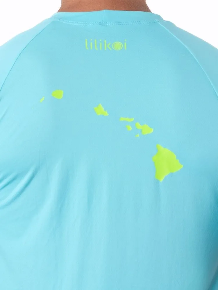 Men's Dri-Fit T-Shirt with ALOHA graphic - OCEAN / LIME GREEN