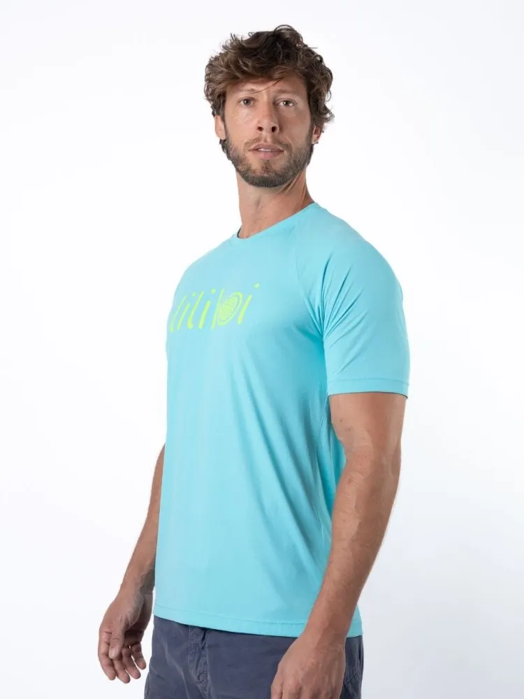 Men's Dri-Fit T-Shirt with LILIKOI logo - OCEAN / LIME GREEN