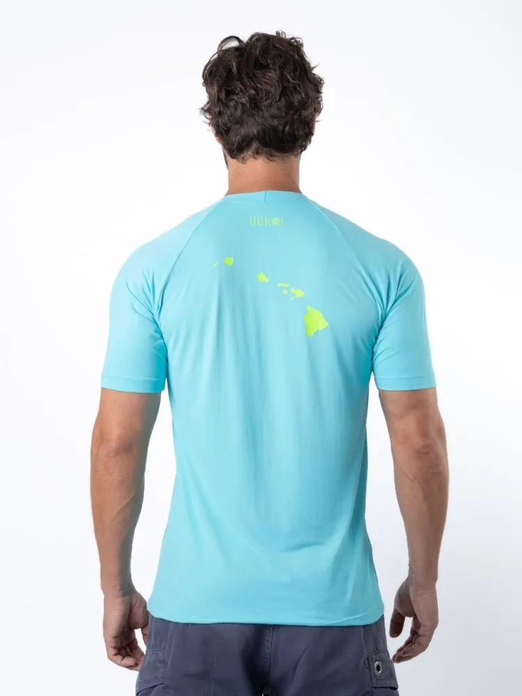 Men's Dri-Fit T-Shirt with LILIKOI logo - OCEAN / LIME GREEN