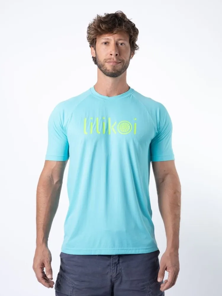 Men's Dri-Fit T-Shirt with LILIKOI logo - OCEAN / LIME GREEN