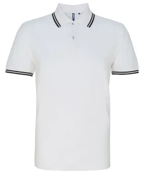 Mens Tipped Short Sleeve Polo Shirt - White/Black