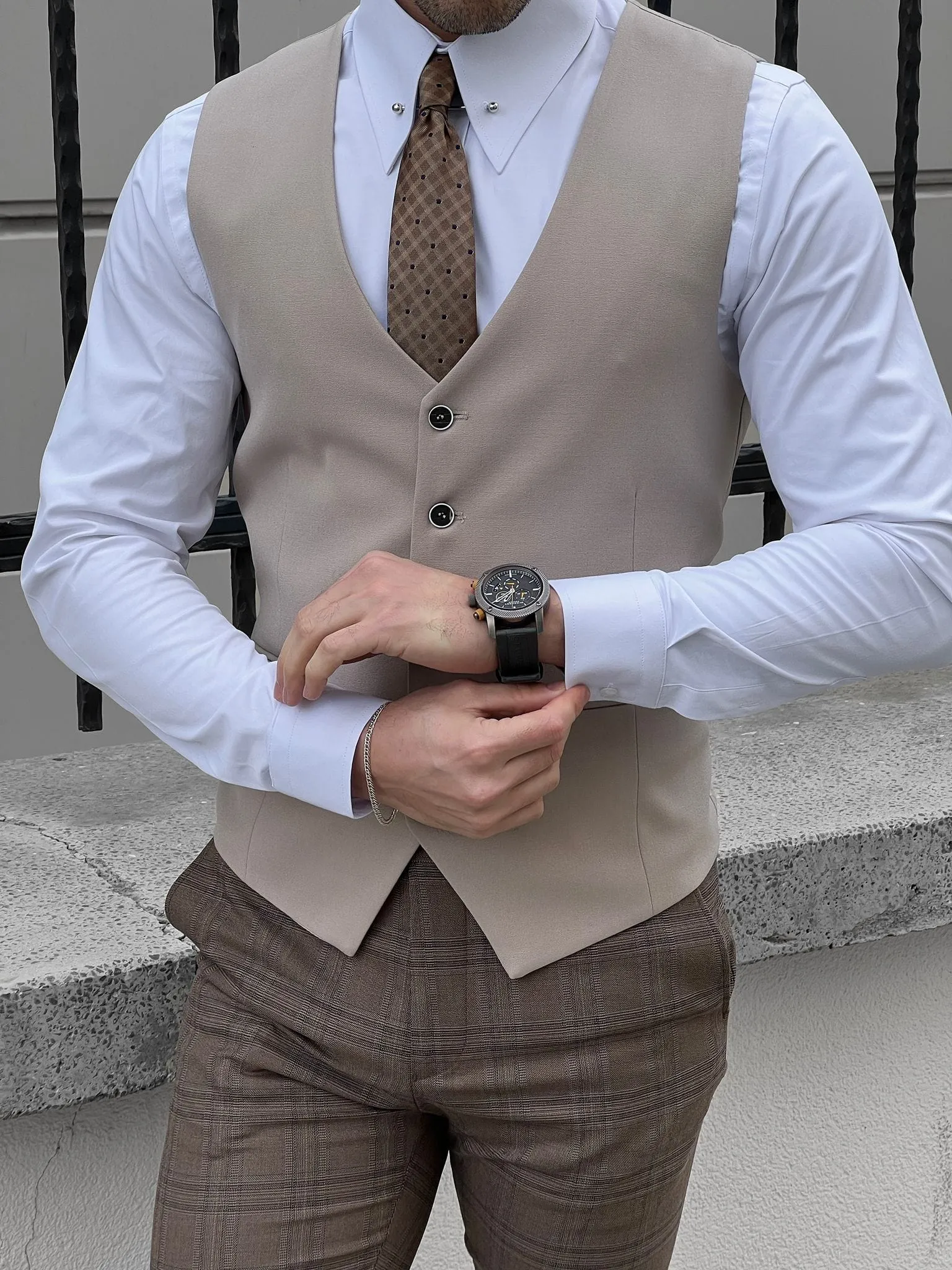 Men's Vest Single Breasted Business Casual V Neck Waistcoat