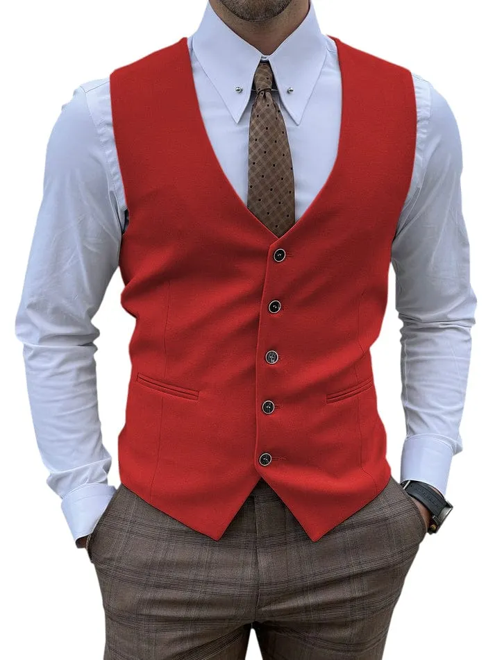 Men's Vest Single Breasted Business Casual V Neck Waistcoat