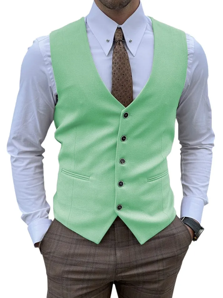 Men's Vest Single Breasted Business Casual V Neck Waistcoat