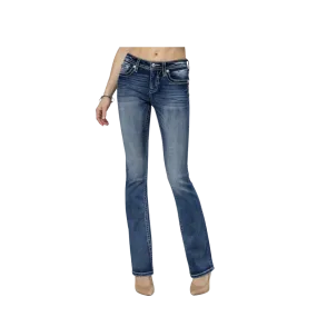 Miss Me Women's Western Bloom Bootcut Medium Wash Jeans