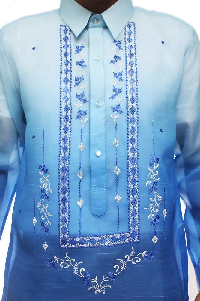 MJ25 - MADE-TO-ORDER - Jusi Barong Tagalog Monochromatic Blue