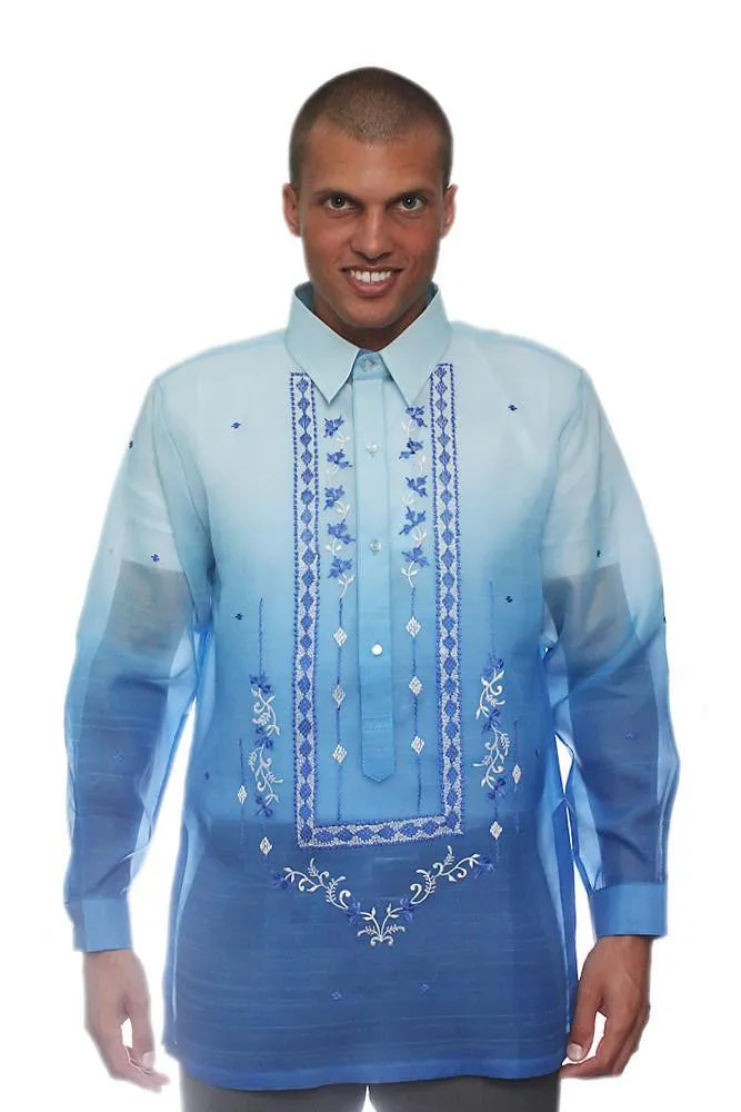 MJ25 - MADE-TO-ORDER - Jusi Barong Tagalog Monochromatic Blue