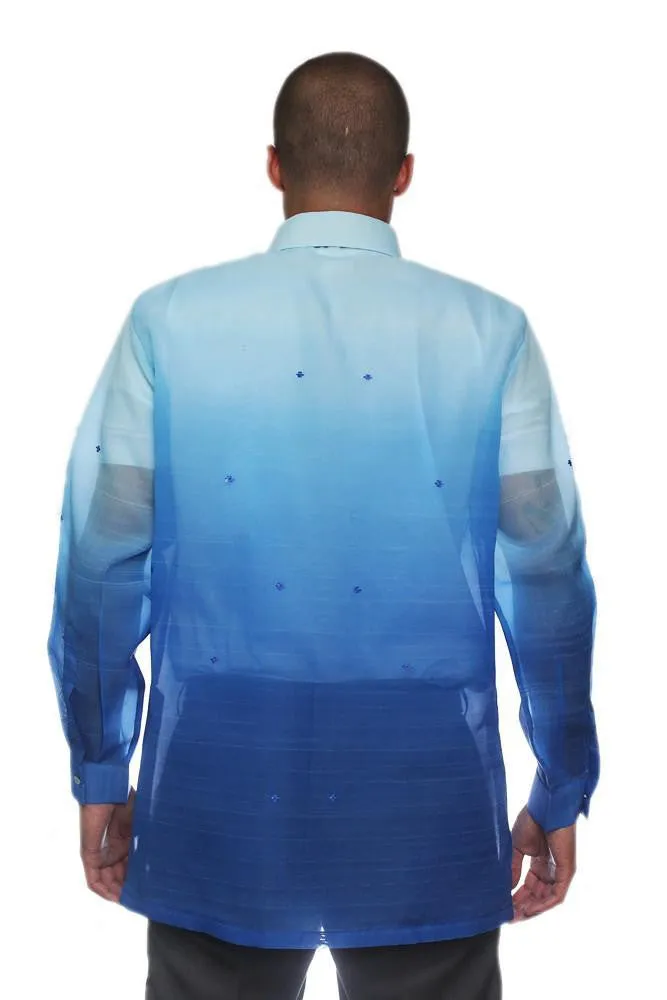 MJ25 - MADE-TO-ORDER - Jusi Barong Tagalog Monochromatic Blue