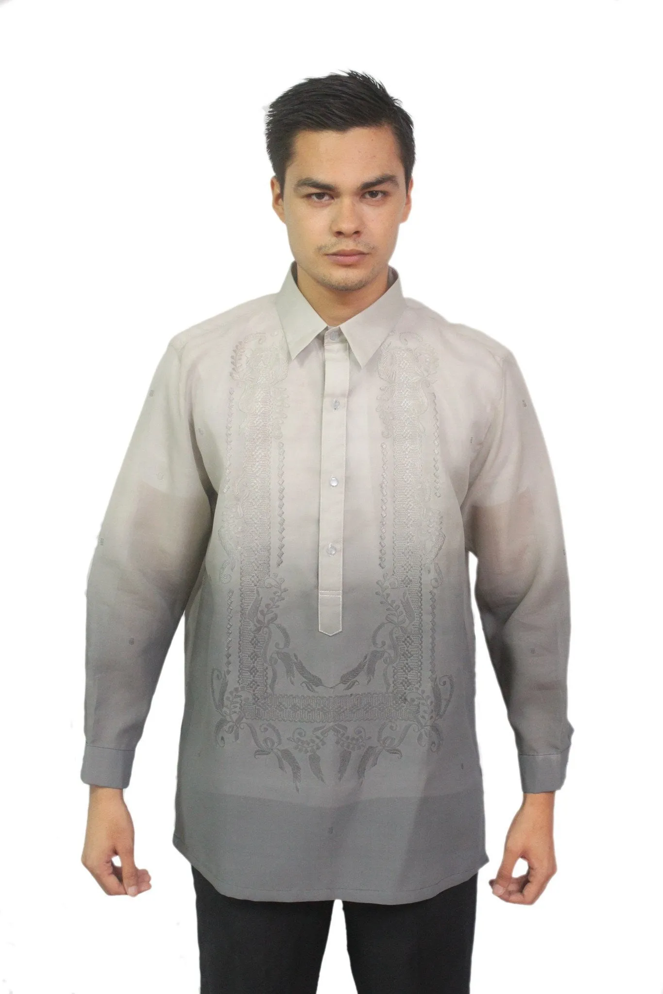 MJ28 - Jusi Barong Tagalog Monochromatic Gray