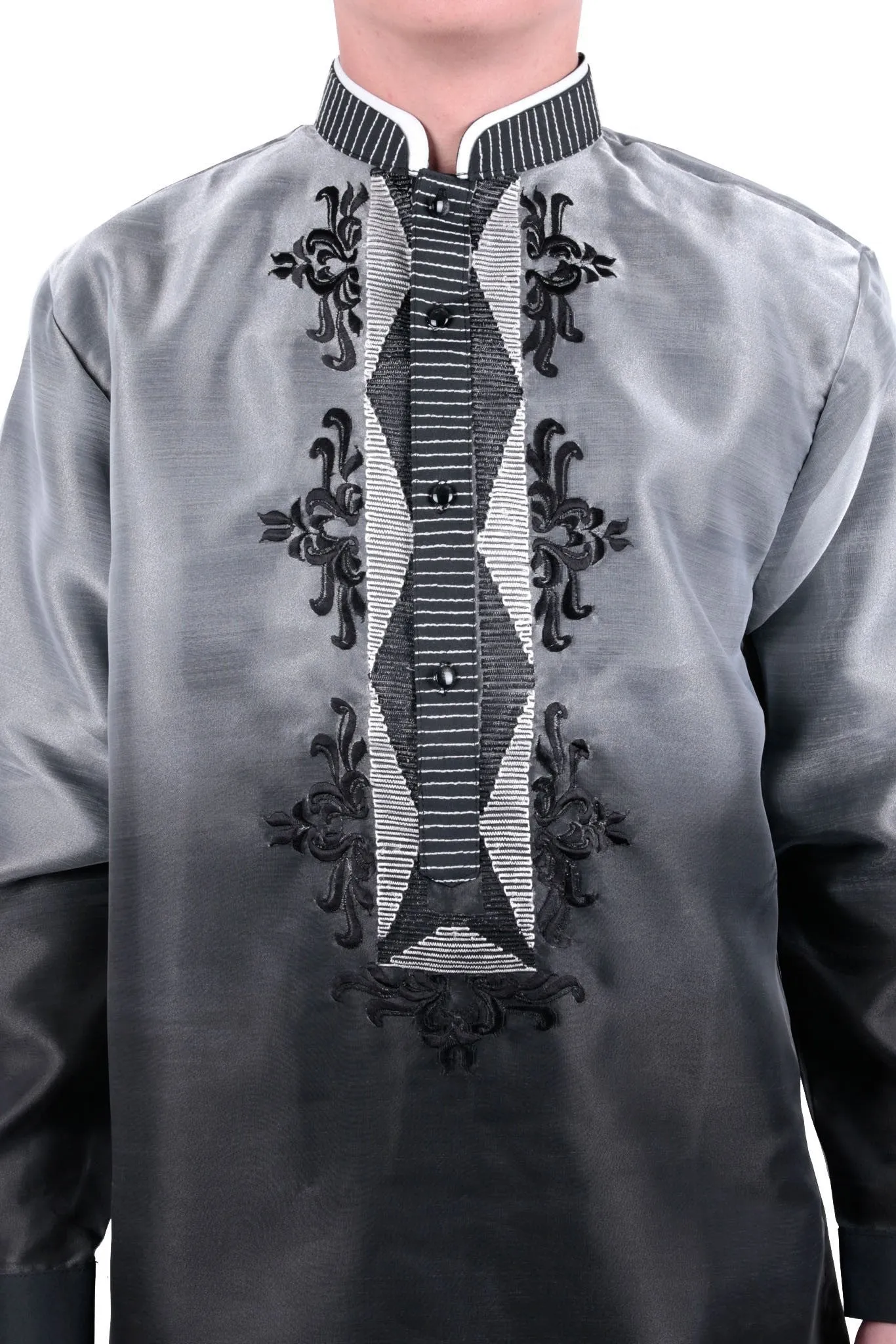 MO30 - MADE-TO-ORDER - Organza Pina Barong Tagalog with Lining Black