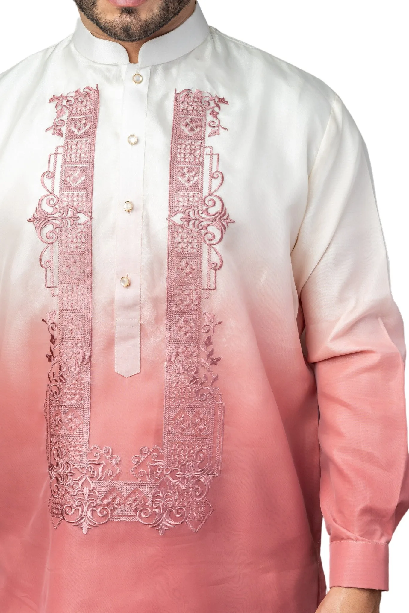 MO38 - Organza Barong Tagalog Monochromatic Old Rose