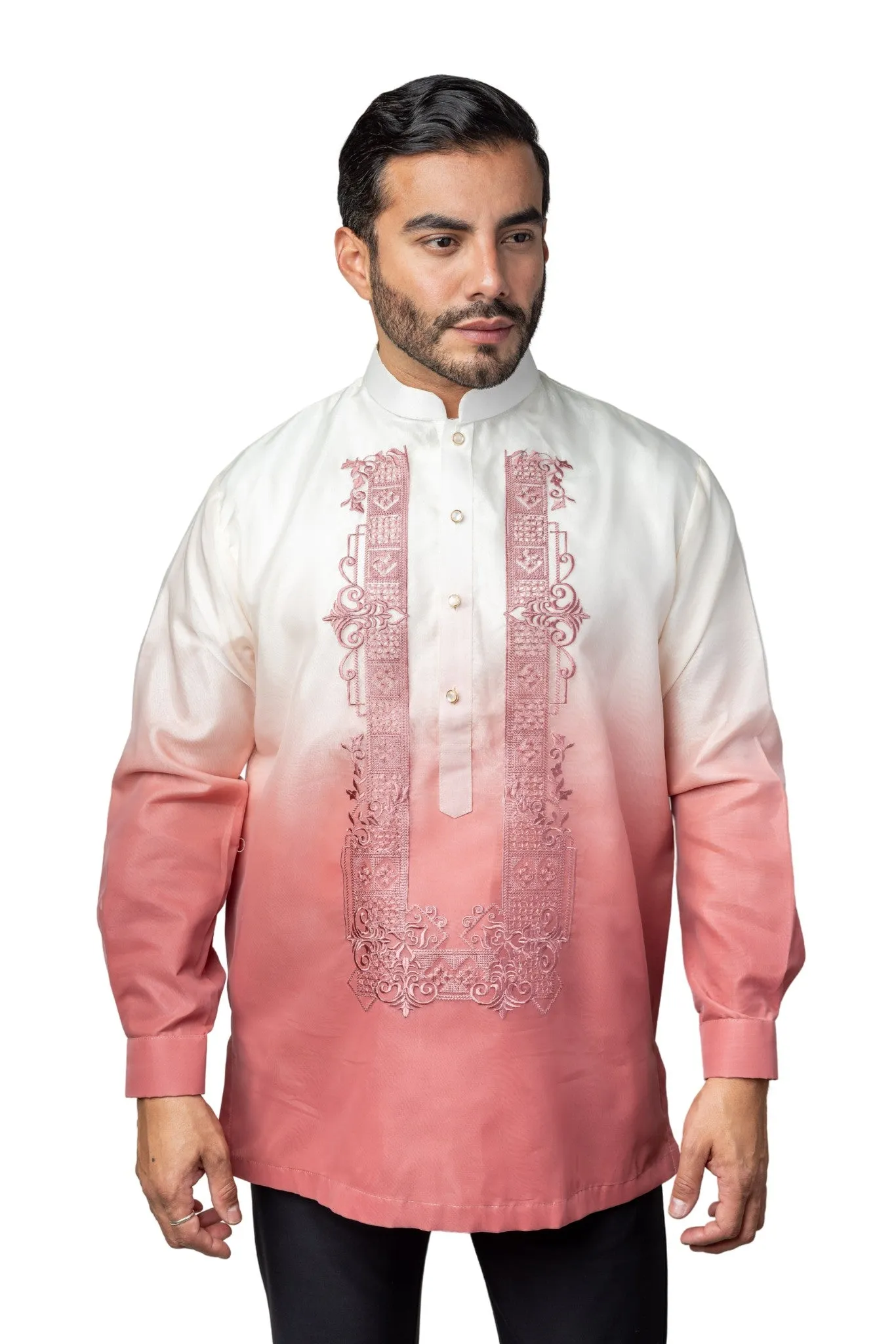 MO38 - Organza Barong Tagalog Monochromatic Old Rose