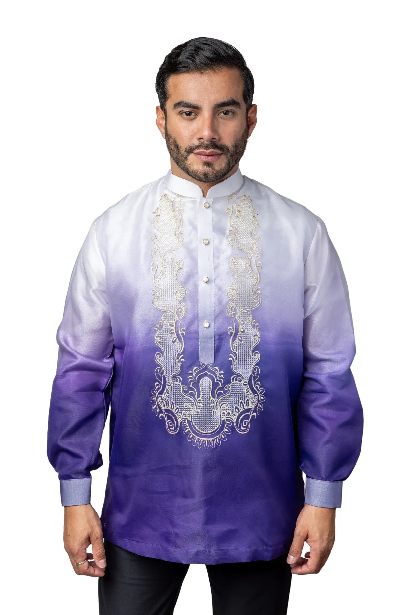 MO43 - Organza Barong Tagalog Monochromatic Purple