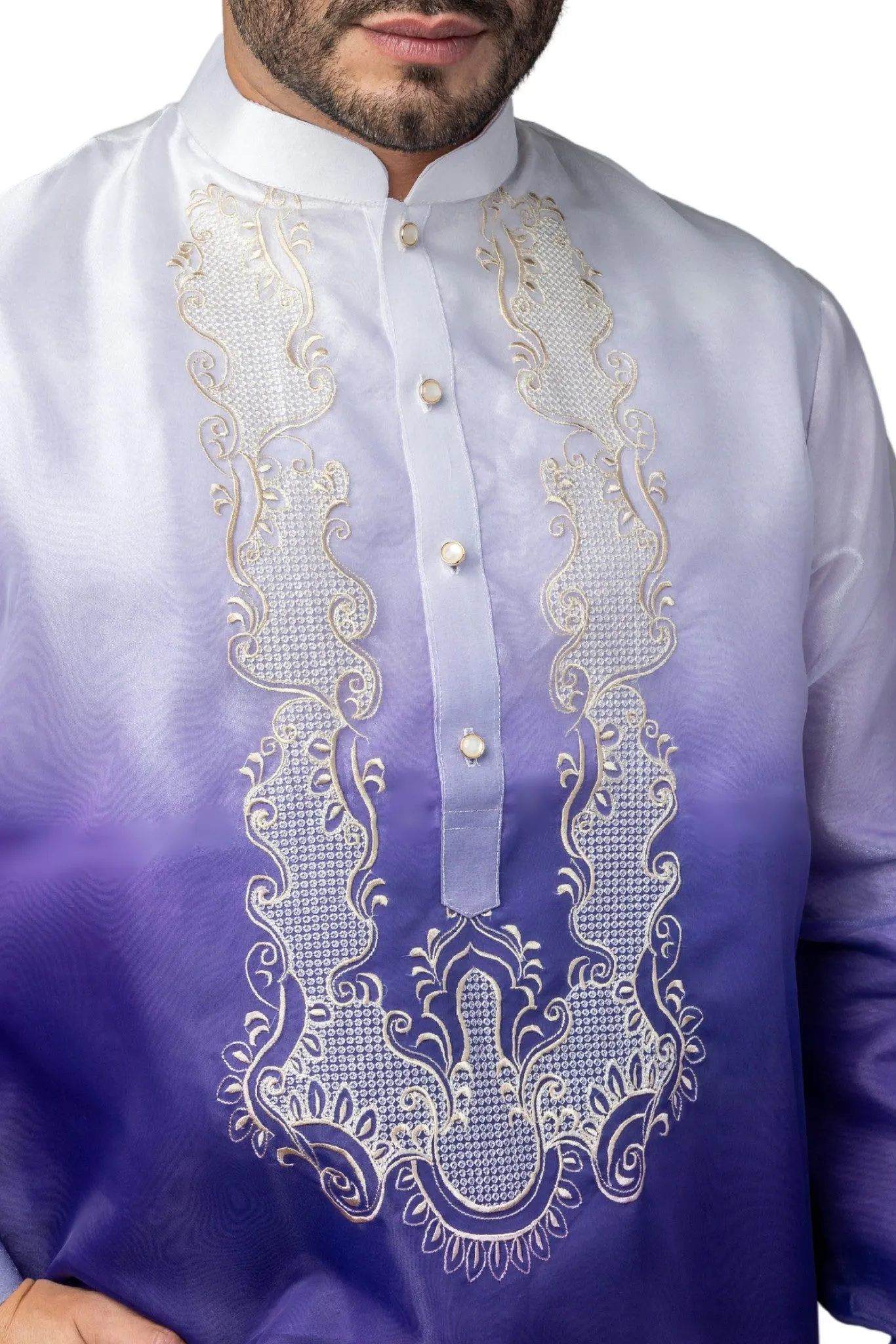 MO43 - Organza Barong Tagalog Monochromatic Purple